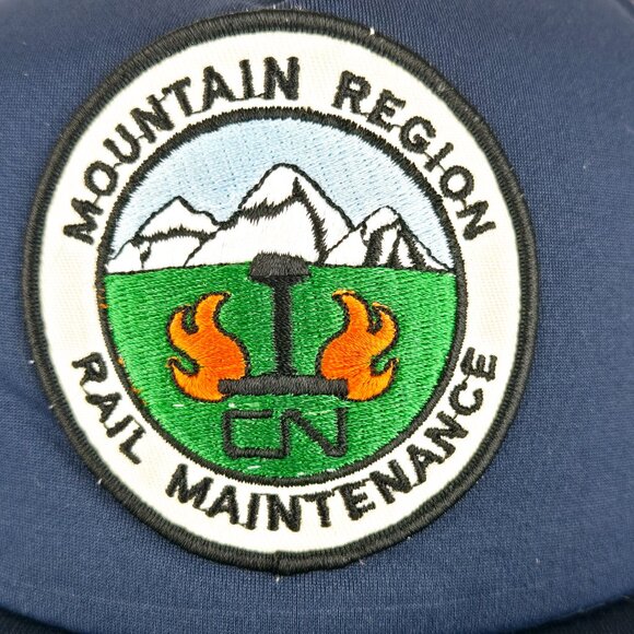Vintage 80s CN Rail Trucker Hat Classic Cap Mountain Region Rail Maintenance CNR - Picture 3 of 12